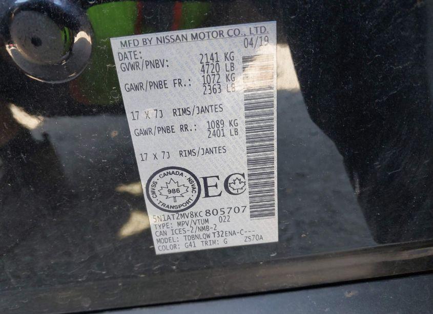 Photo 9 of 2019 Nissan Rogue S/SL/SV (VIN 5N1AT2MV8KC805707)