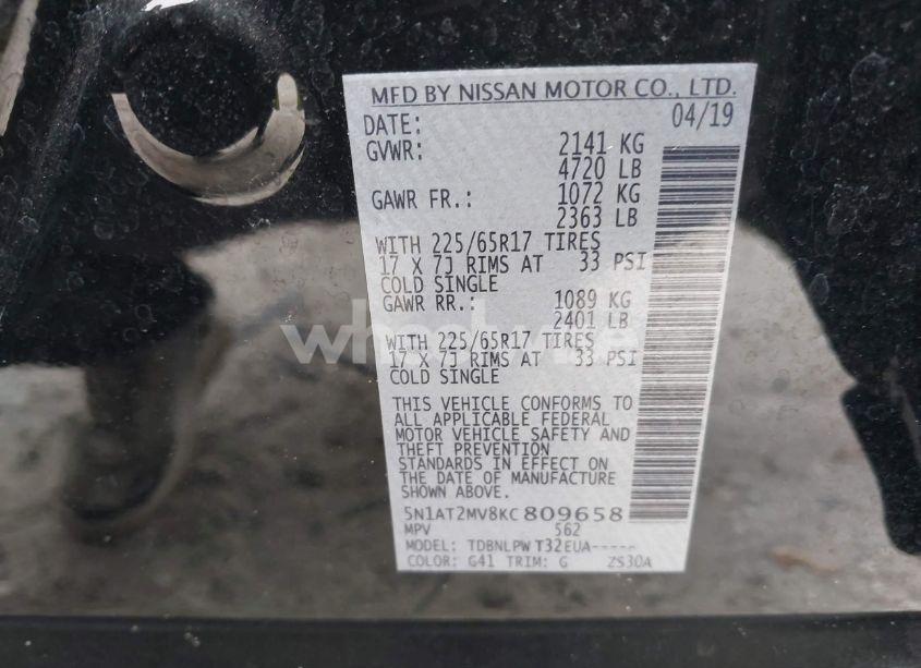 Photo 9 of 2019 Nissan Rogue S (VIN 5N1AT2MV8KC809658)