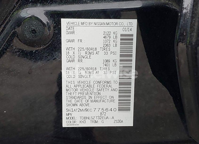 Photo 9 of 2014 Nissan Rogue SL (VIN 5N1AT2MV9EC775640)