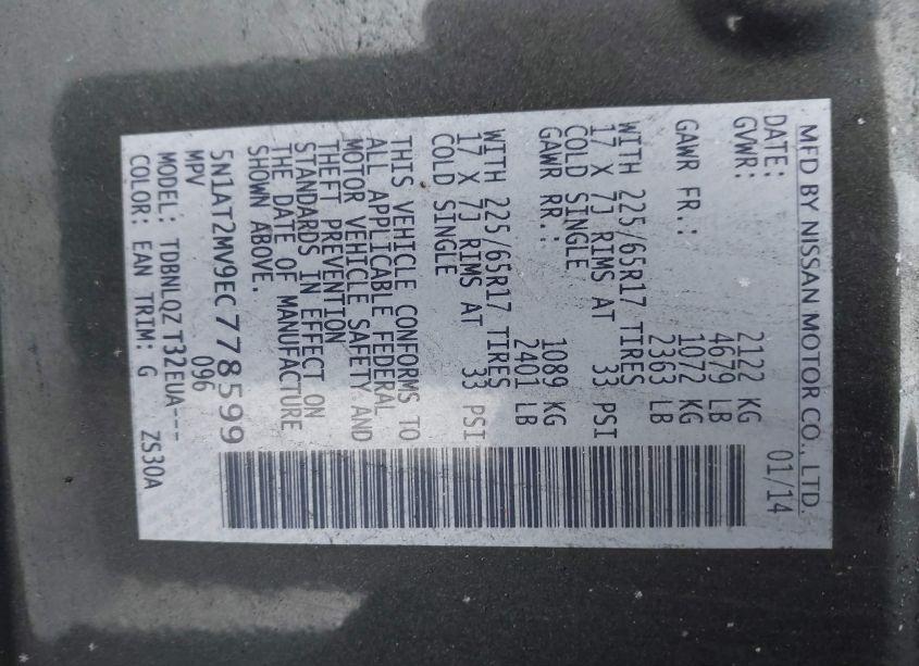 Photo 9 of 2014 Nissan Rogue SV (VIN 5N1AT2MV9EC778599)