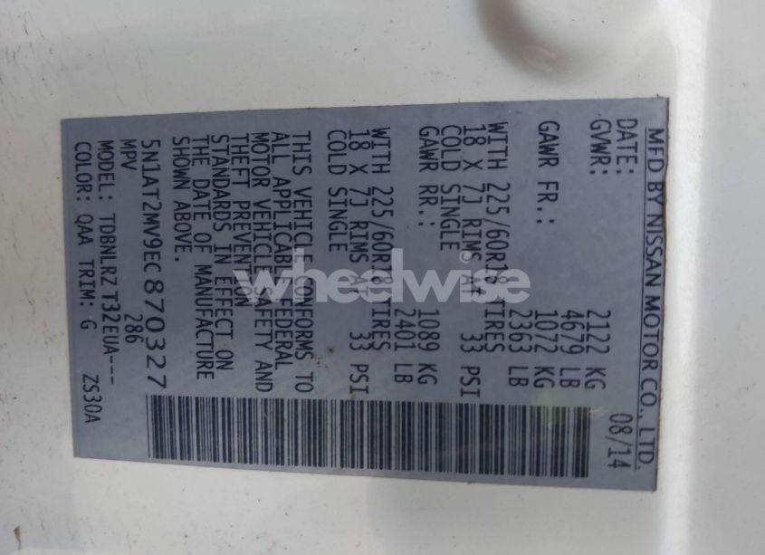 Photo 9 of 2014 Nissan Rogue SL (VIN 5N1AT2MV9EC870327)