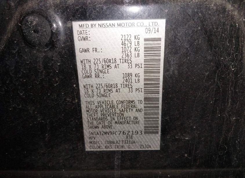 Photo 9 of 2015 Nissan Rogue SL (VIN 5N1AT2MV9FC762193)