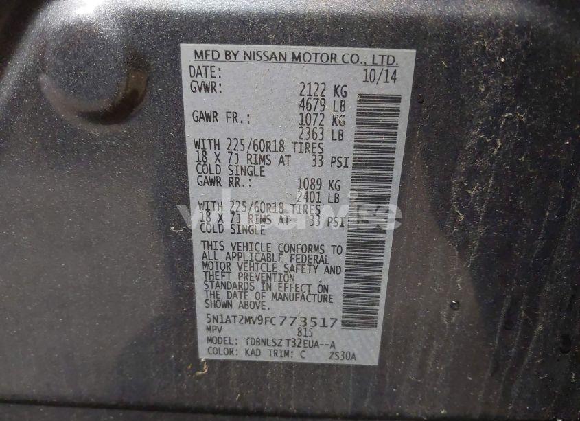 Photo 9 of 2015 Nissan Rogue SL (VIN 5N1AT2MV9FC773517)