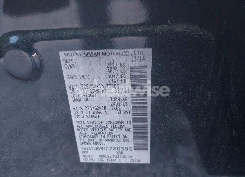 Photo 9 of 2015 Nissan Rogue SL (VIN 5N1AT2MV9FC780595)