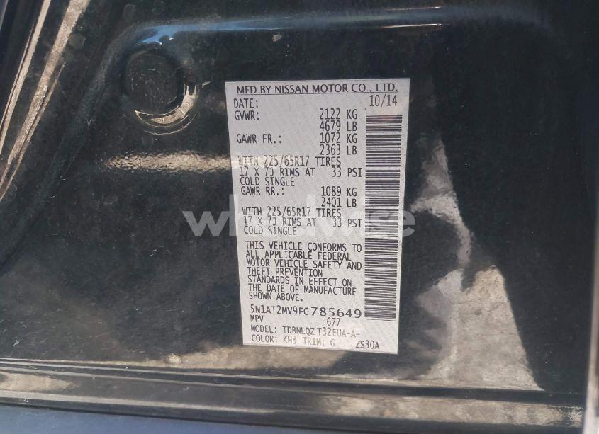 Photo 9 of 2015 Nissan Rogue SV (VIN 5N1AT2MV9FC785649)