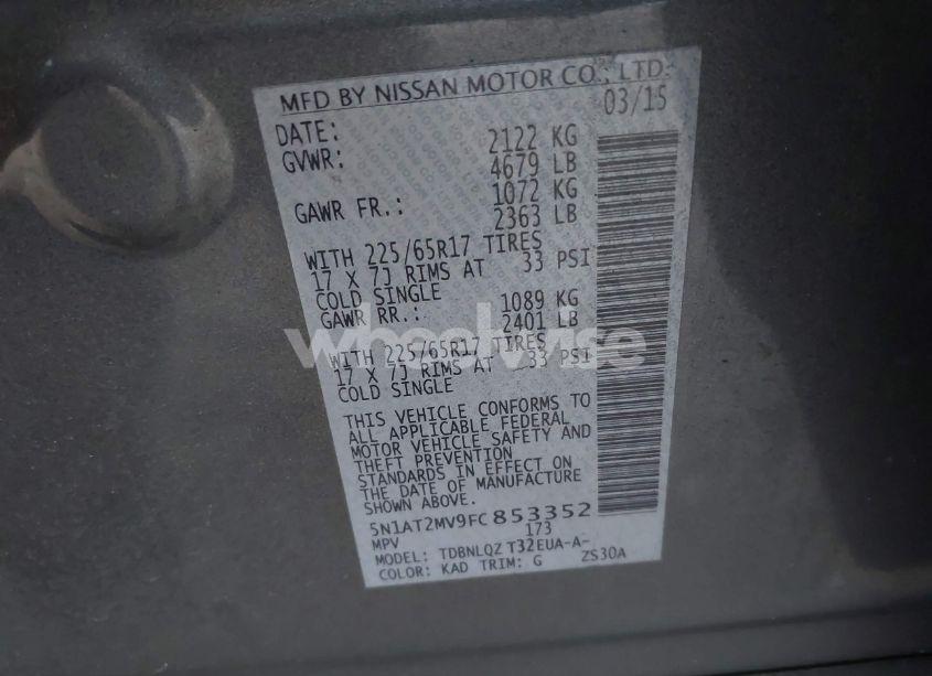 Photo 9 of 2015 Nissan Rogue SV (VIN 5N1AT2MV9FC853352)