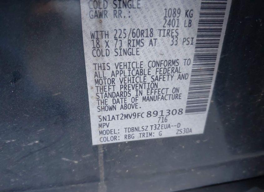 Photo 9 of 2015 Nissan Rogue SL (VIN 5N1AT2MV9FC891308)