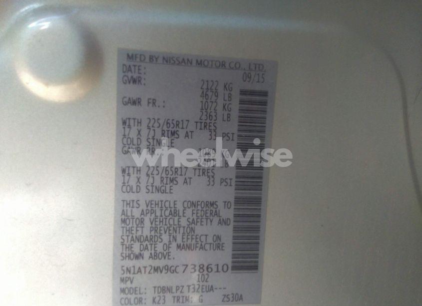 Photo 9 of 2016 Nissan Rogue S/SL/SV (VIN 5N1AT2MV9GC738610)