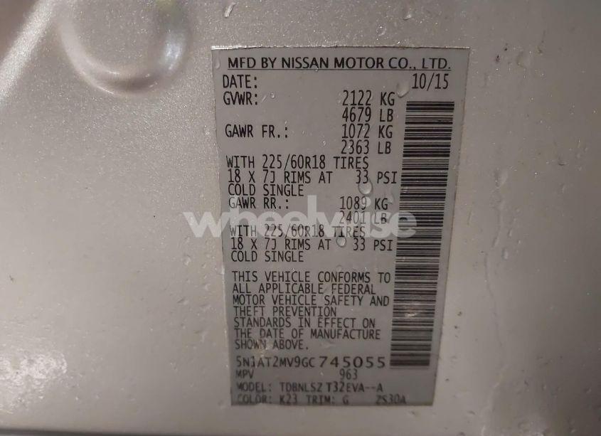 Photo 9 of 2016 Nissan Rogue SL (VIN 5N1AT2MV9GC745055)