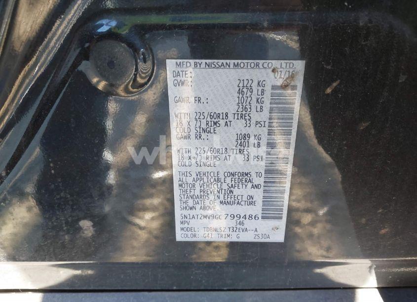 Photo 9 of 2016 Nissan Rogue SL (VIN 5N1AT2MV9GC799486)