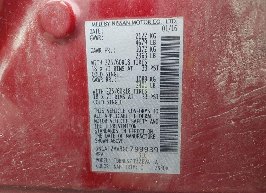 Photo 9 of 2016 Nissan Rogue SL (VIN 5N1AT2MV9GC799939)