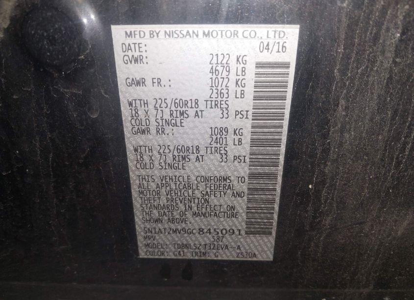 Photo 9 of 2016 Nissan Rogue SL (VIN 5N1AT2MV9GC845091)