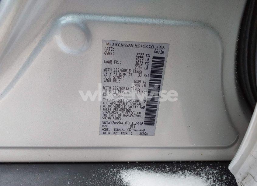 Photo 9 of 2016 Nissan Rogue SL (VIN 5N1AT2MV9GC871349)