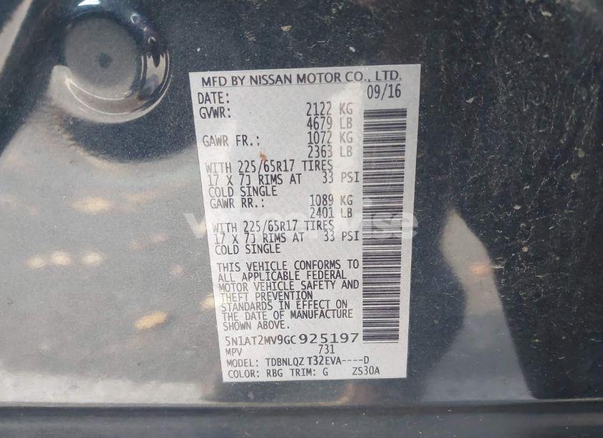 Photo 9 of 2016 Nissan Rogue SV (VIN 5N1AT2MV9GC925197)