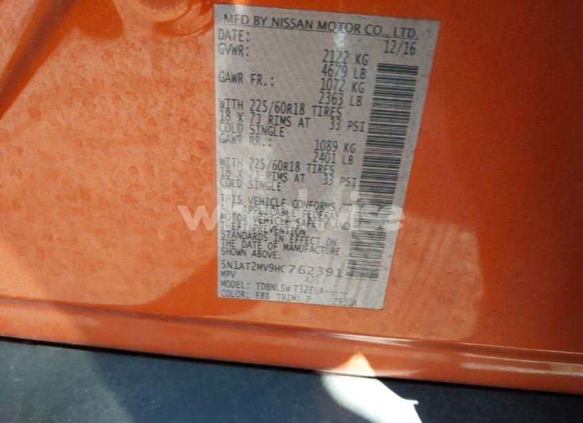 Photo 9 of 2017 Nissan Rogue SL (VIN 5N1AT2MV9HC762391)