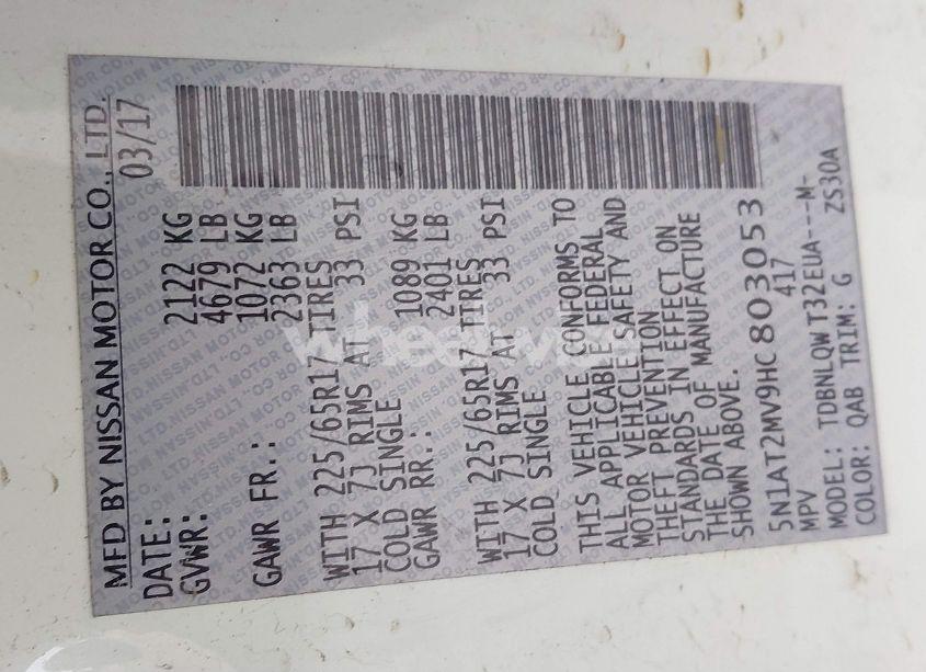 Photo 9 of 2017 Nissan Rogue SV (VIN 5N1AT2MV9HC803053)