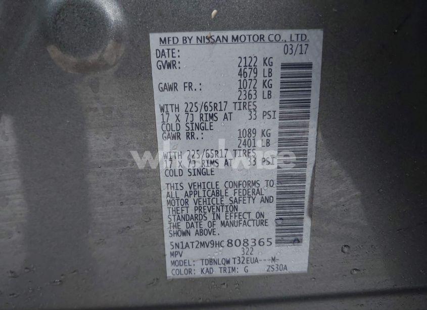 Photo 9 of 2017 Nissan Rogue SV (VIN 5N1AT2MV9HC808365)