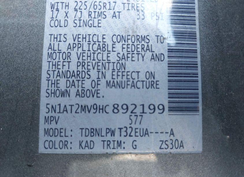 Photo 9 of 2017 Nissan Rogue S (VIN 5N1AT2MV9HC892199)