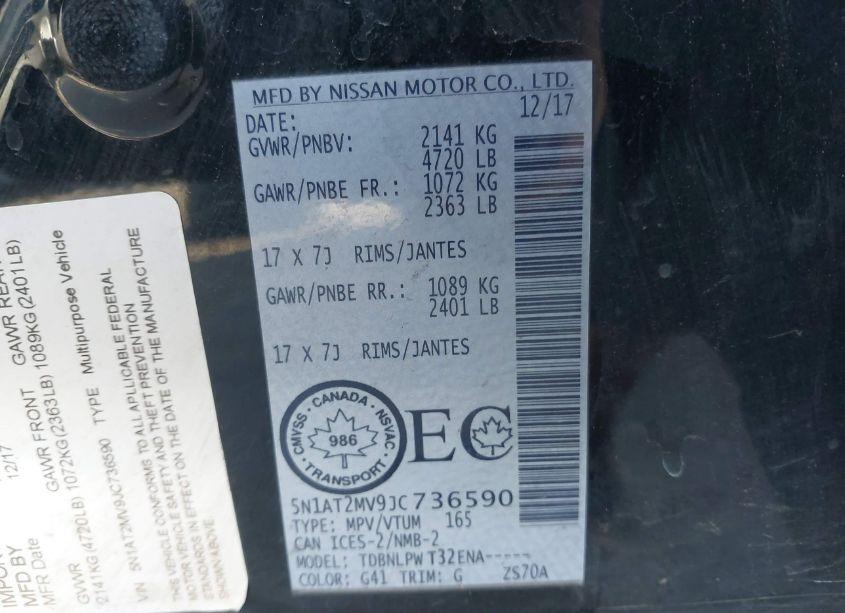 Photo 9 of 2018 Nissan Rogue S/SL/SV (VIN 5N1AT2MV9JC736590)