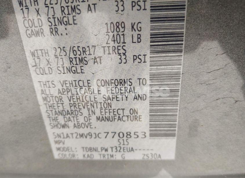 Photo 9 of 2018 Nissan Rogue S (VIN 5N1AT2MV9JC770853)