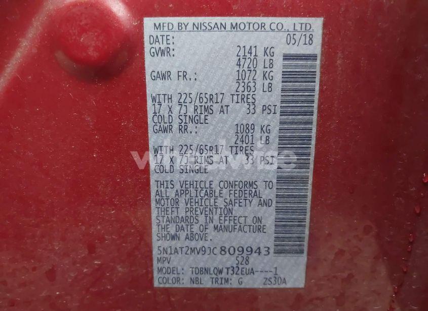 Photo 9 of 2018 Nissan Rogue SV (VIN 5N1AT2MV9JC809943)