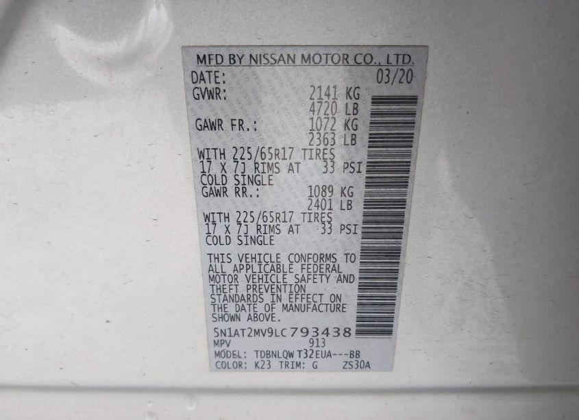 Photo 9 of 2020 Nissan Rogue SV INTELLIGENT AWD (VIN 5N1AT2MV9LC793438)