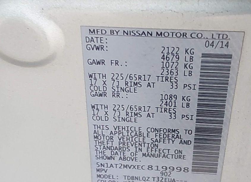 Photo 9 of 2014 Nissan Rogue SV (VIN 5N1AT2MVXEC819998)