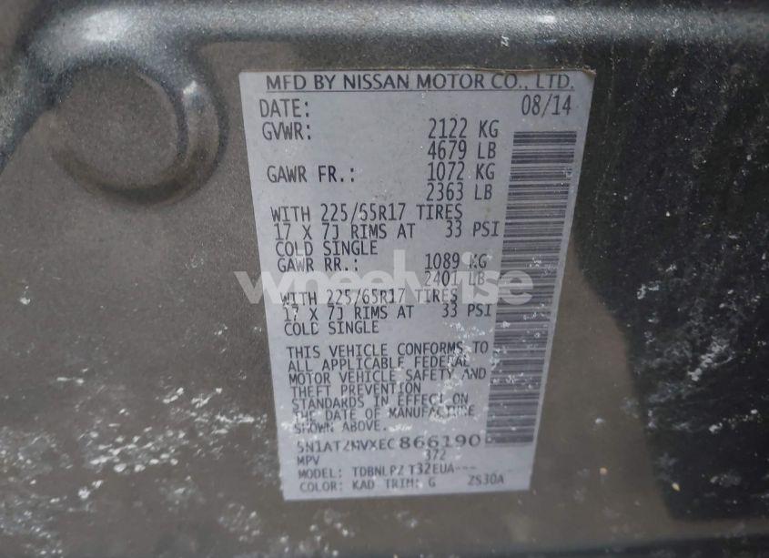 Photo 9 of 2014 Nissan Rogue S (VIN 5N1AT2MVXEC866190)