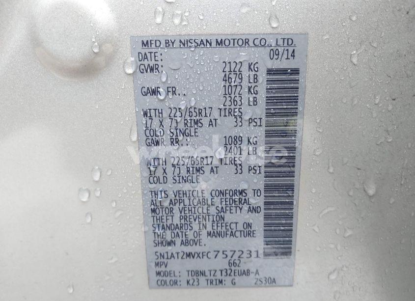 Photo 9 of 2015 Nissan Rogue SV (VIN 5N1AT2MVXFC757231)