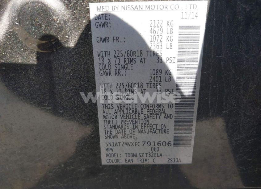 Photo 9 of 2015 Nissan Rogue SL (VIN 5N1AT2MVXFC791606)