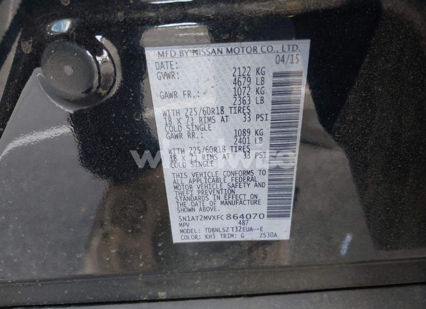 Photo 9 of 2015 Nissan Rogue SL (VIN 5N1AT2MVXFC864070)