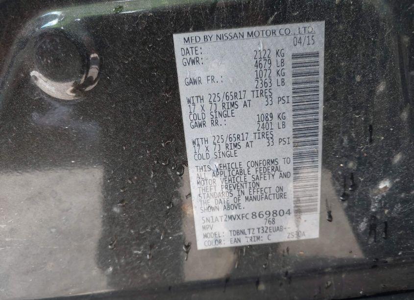 Photo 9 of 2015 Nissan Rogue SV (VIN 5N1AT2MVXFC869804)