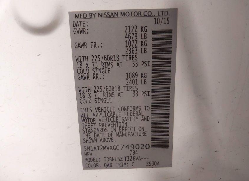 Photo 9 of 2016 Nissan Rogue SL (VIN 5N1AT2MVXGC749020)