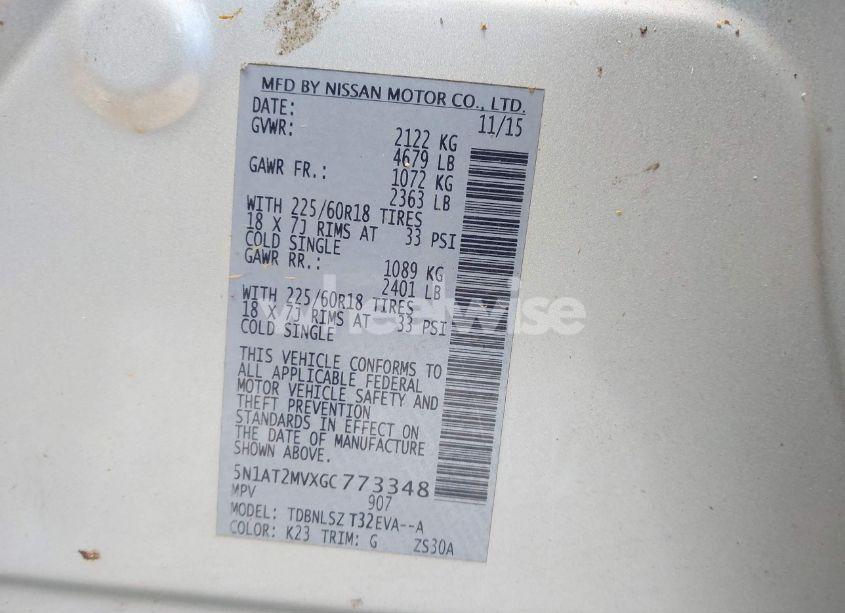 Photo 9 of 2016 Nissan Rogue SL (VIN 5N1AT2MVXGC773348)