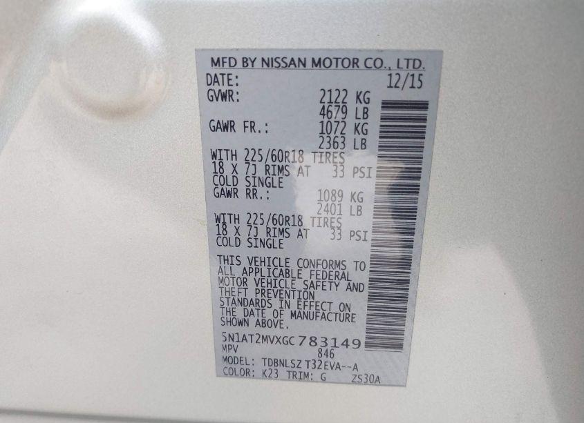 Photo 9 of 2016 Nissan Rogue SL (VIN 5N1AT2MVXGC783149)