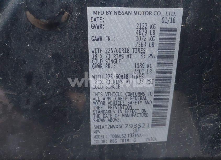 Photo 9 of 2016 Nissan Rogue SL (VIN 5N1AT2MVXGC793521)