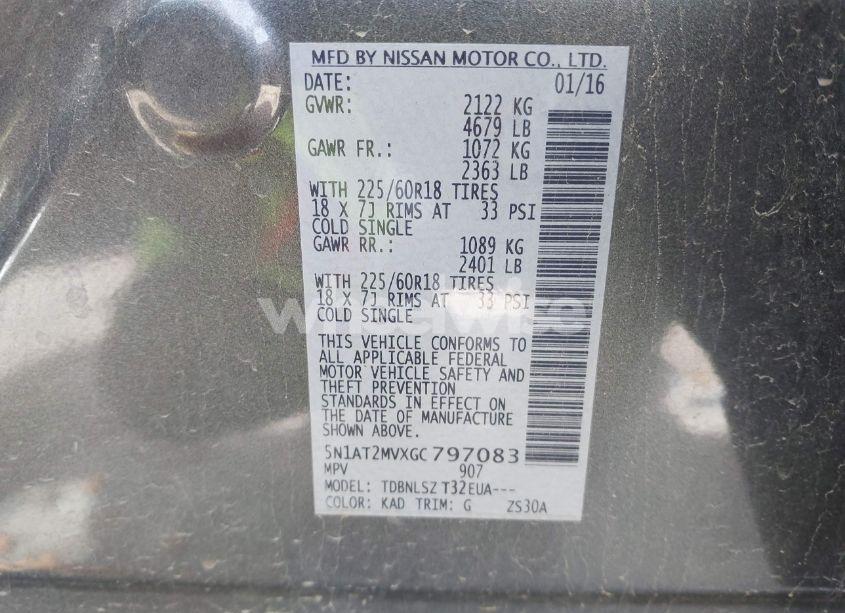 Photo 9 of 2016 Nissan Rogue SL (VIN 5N1AT2MVXGC797083)