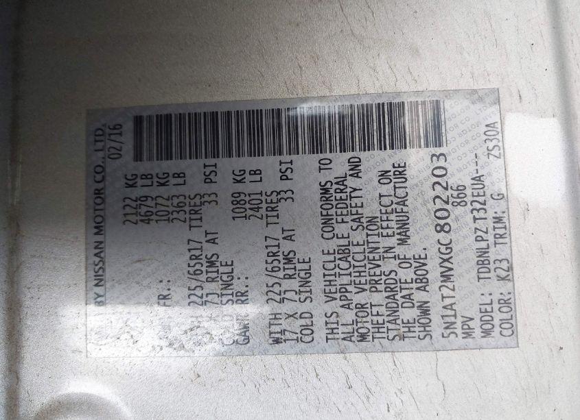 Photo 9 of 2016 Nissan Rogue S/SL/SV (VIN 5N1AT2MVXGC802203)