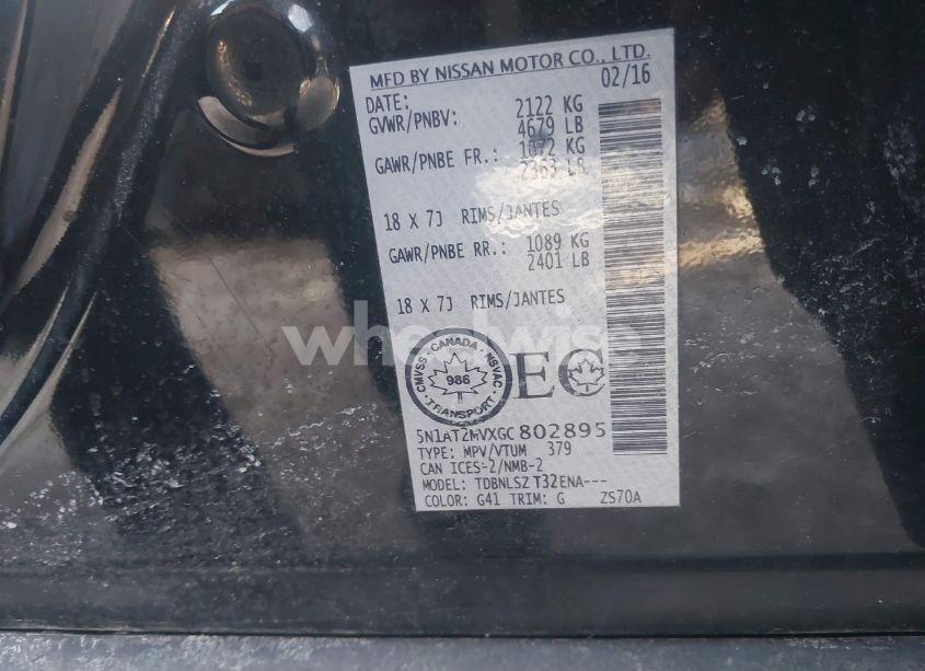 Photo 9 of 2016 Nissan Rogue S/SL/SV (VIN 5N1AT2MVXGC802895)