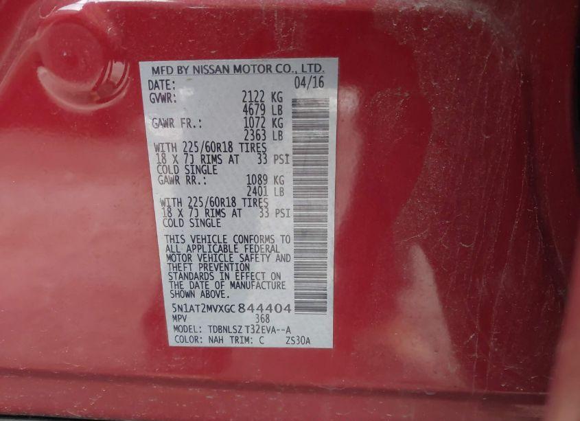 Photo 9 of 2016 Nissan Rogue SL (VIN 5N1AT2MVXGC844404)