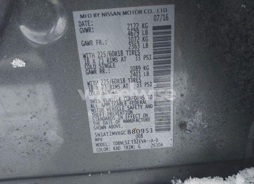 Photo 9 of 2016 Nissan Rogue SL (VIN 5N1AT2MVXGC880951)