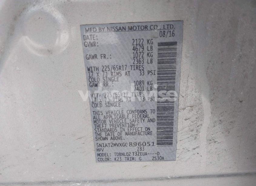 Photo 9 of 2016 Nissan Rogue SV (VIN 5N1AT2MVXGC896051)