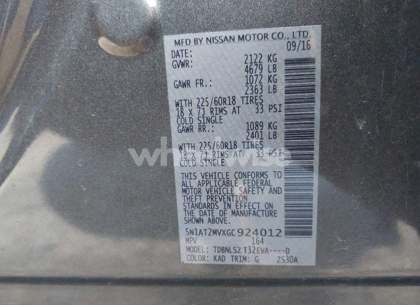 Photo 9 of 2016 Nissan Rogue SL (VIN 5N1AT2MVXGC924012)