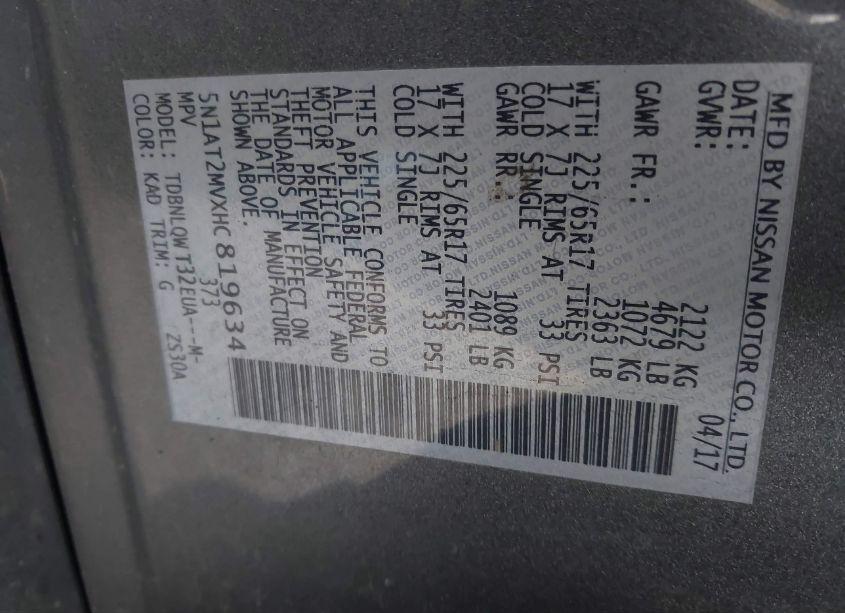 Photo 9 of 2017 Nissan Rogue SV (VIN 5N1AT2MVXHC819634)