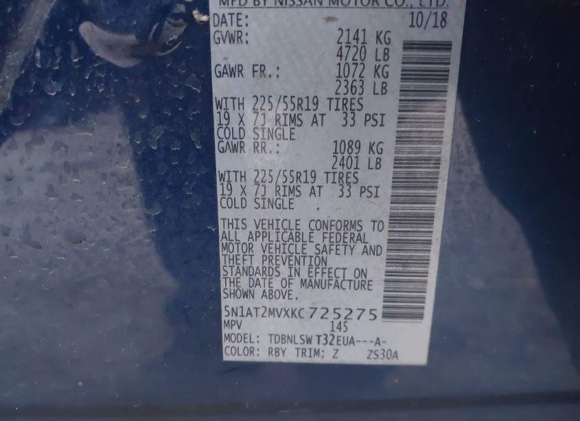 Photo 9 of 2019 Nissan Rogue SL (VIN 5N1AT2MVXKC725275)