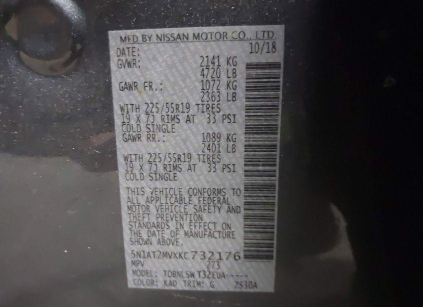 Photo 9 of 2019 Nissan Rogue SL (VIN 5N1AT2MVXKC732176)