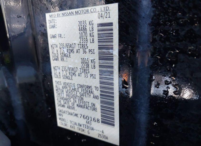 Photo 9 of 2021 Nissan Rogue S FWD (VIN 5N1AT3AA5MC760168)