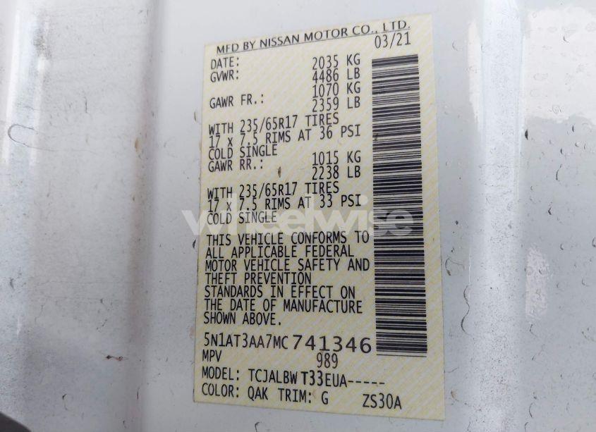 Photo 9 of 2021 Nissan Rogue S FWD (VIN 5N1AT3AA7MC741346)