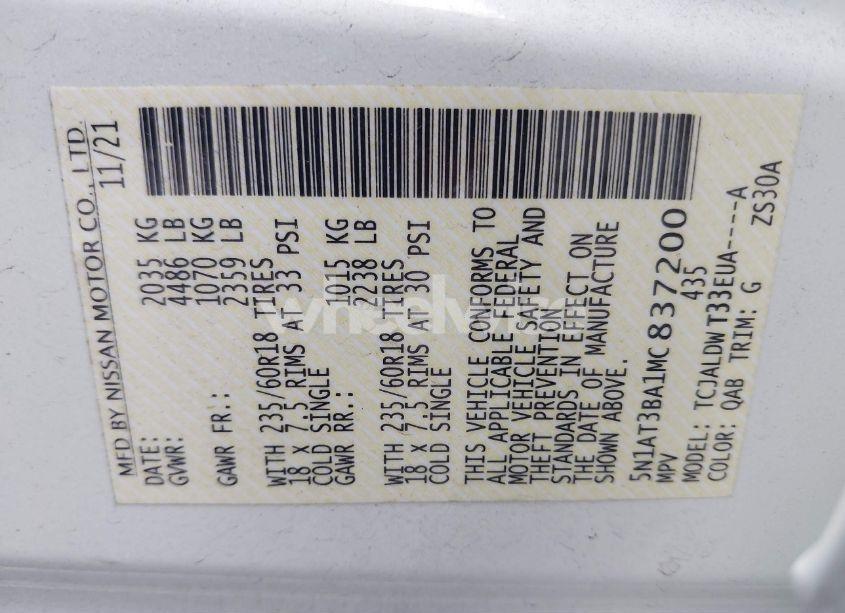 Photo 9 of 2021 Nissan Rogue SV FWD (VIN 5N1AT3BA1MC837200)