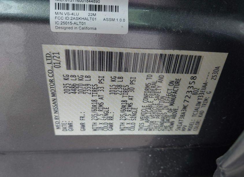 Photo 9 of 2021 Nissan Rogue SV FWD (VIN 5N1AT3BA3MC723358)